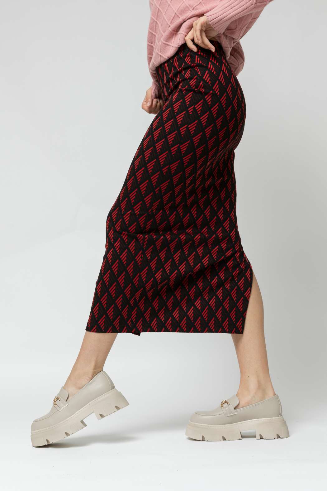 Black Red Split Skirt