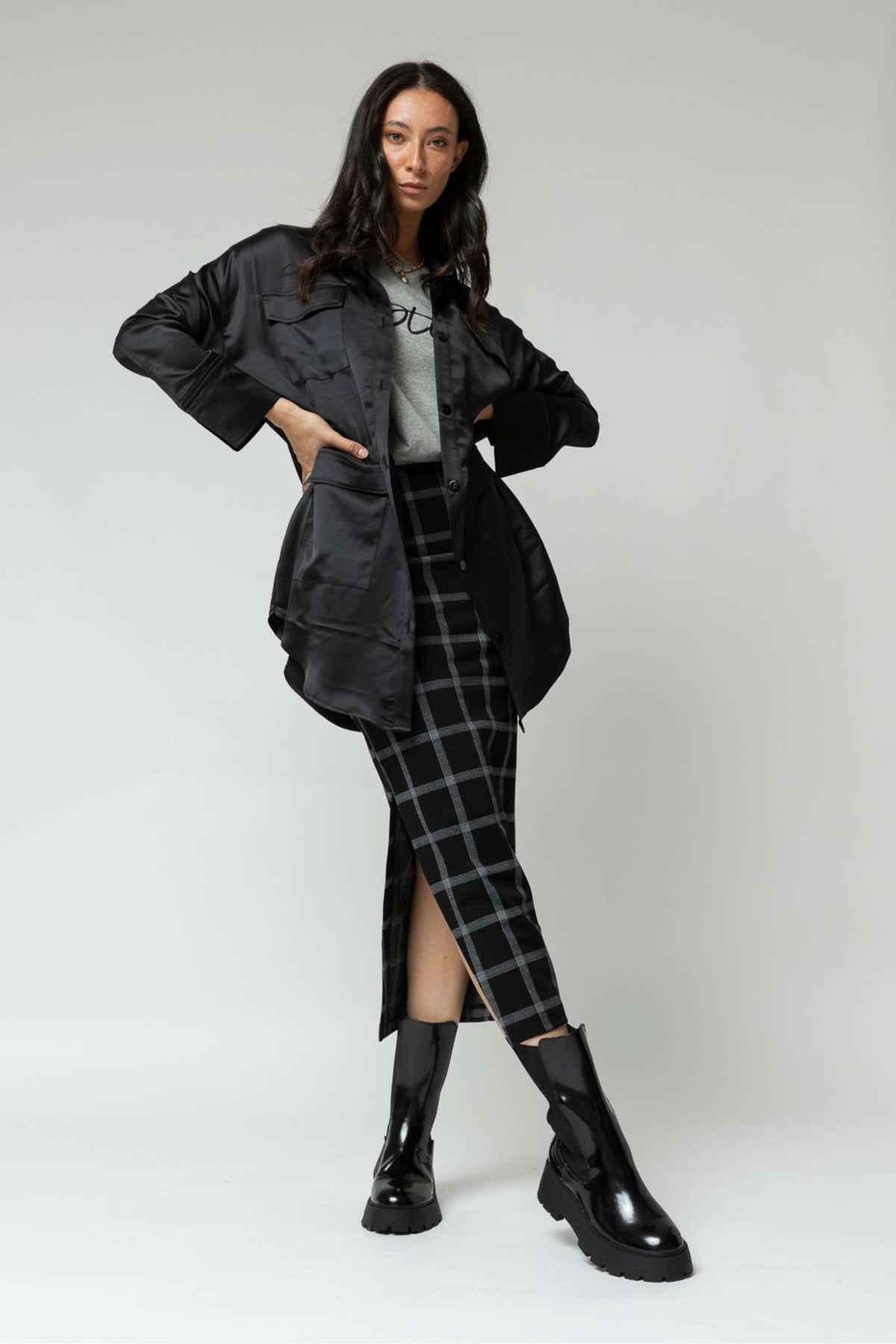 Black Satin Shacket