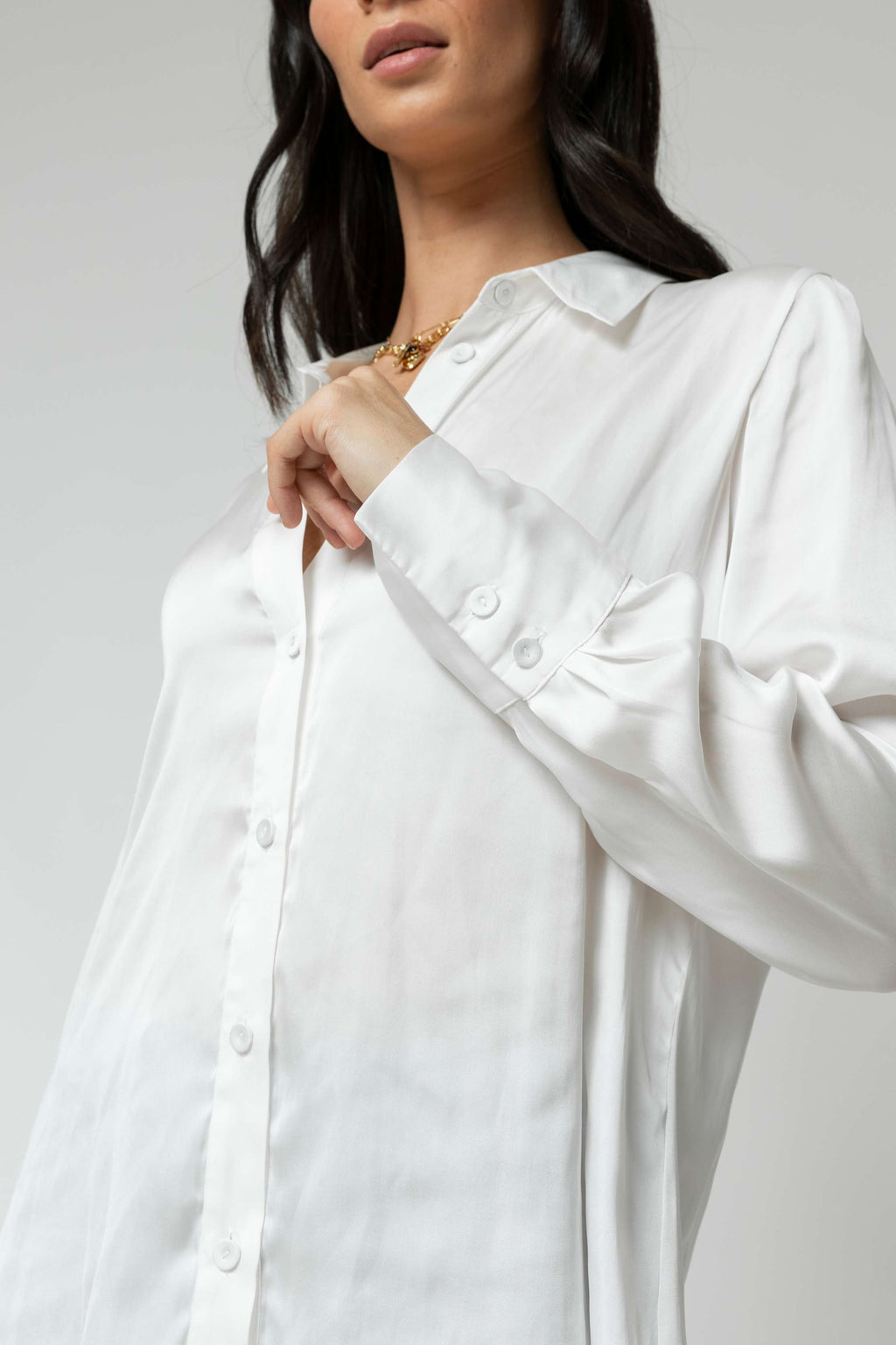 White Asana Silky Shirt - Sale