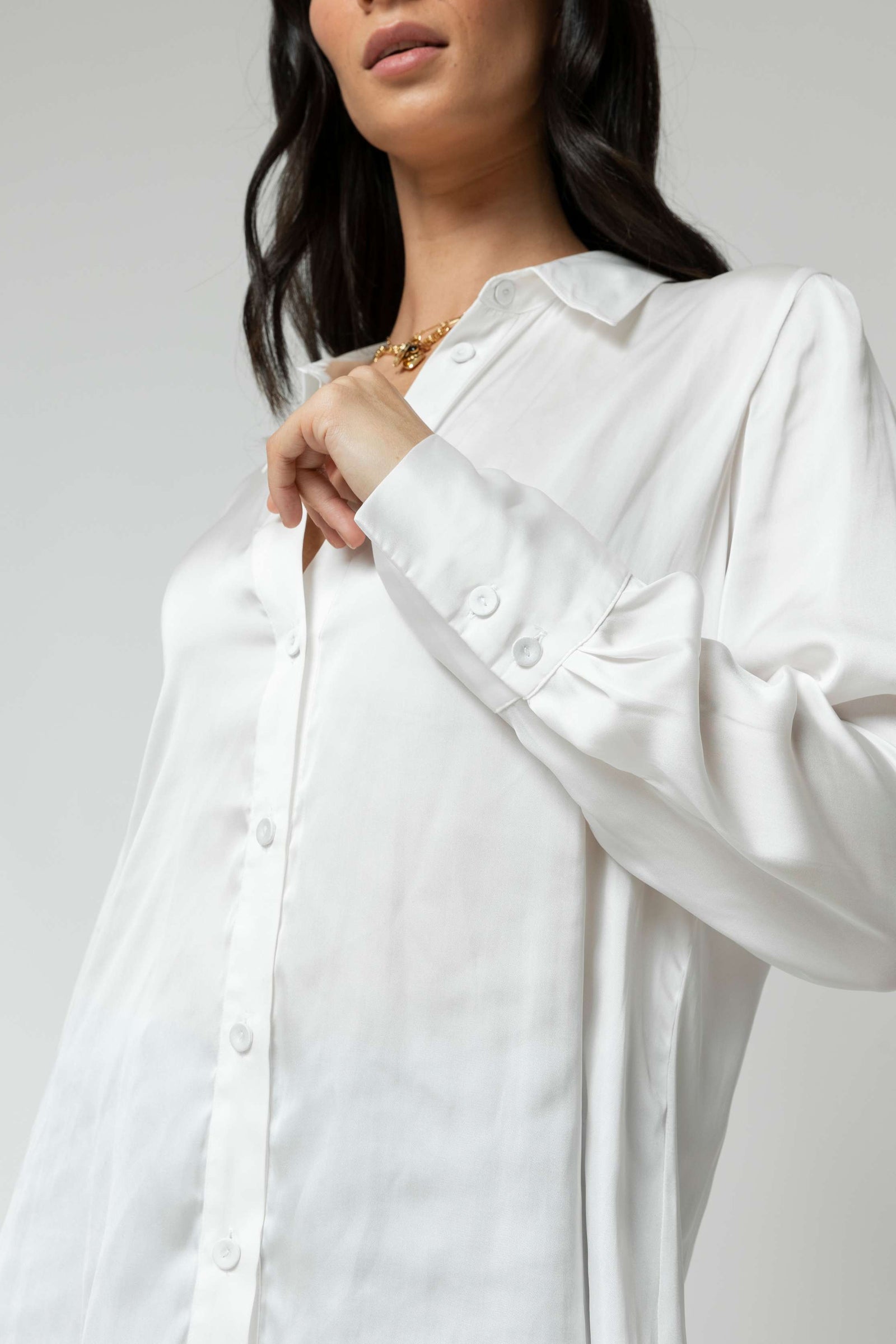 White Asana Silky Shirt - Sale
