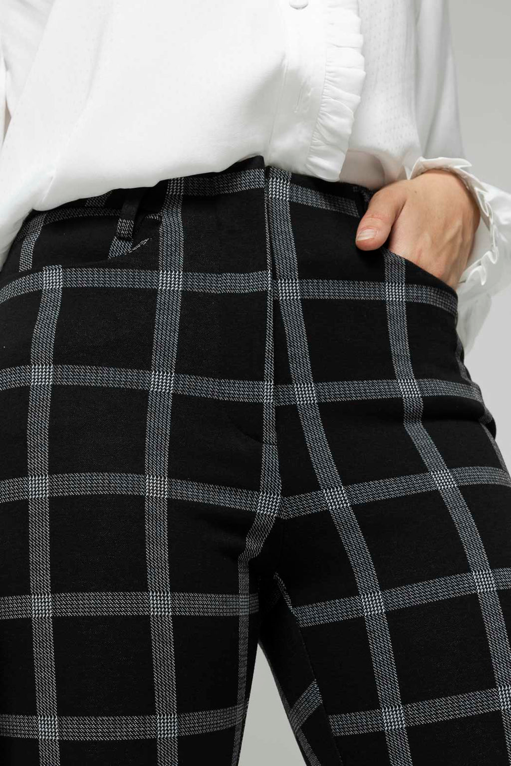 Black Check Jacquard Slim Pant- Sale