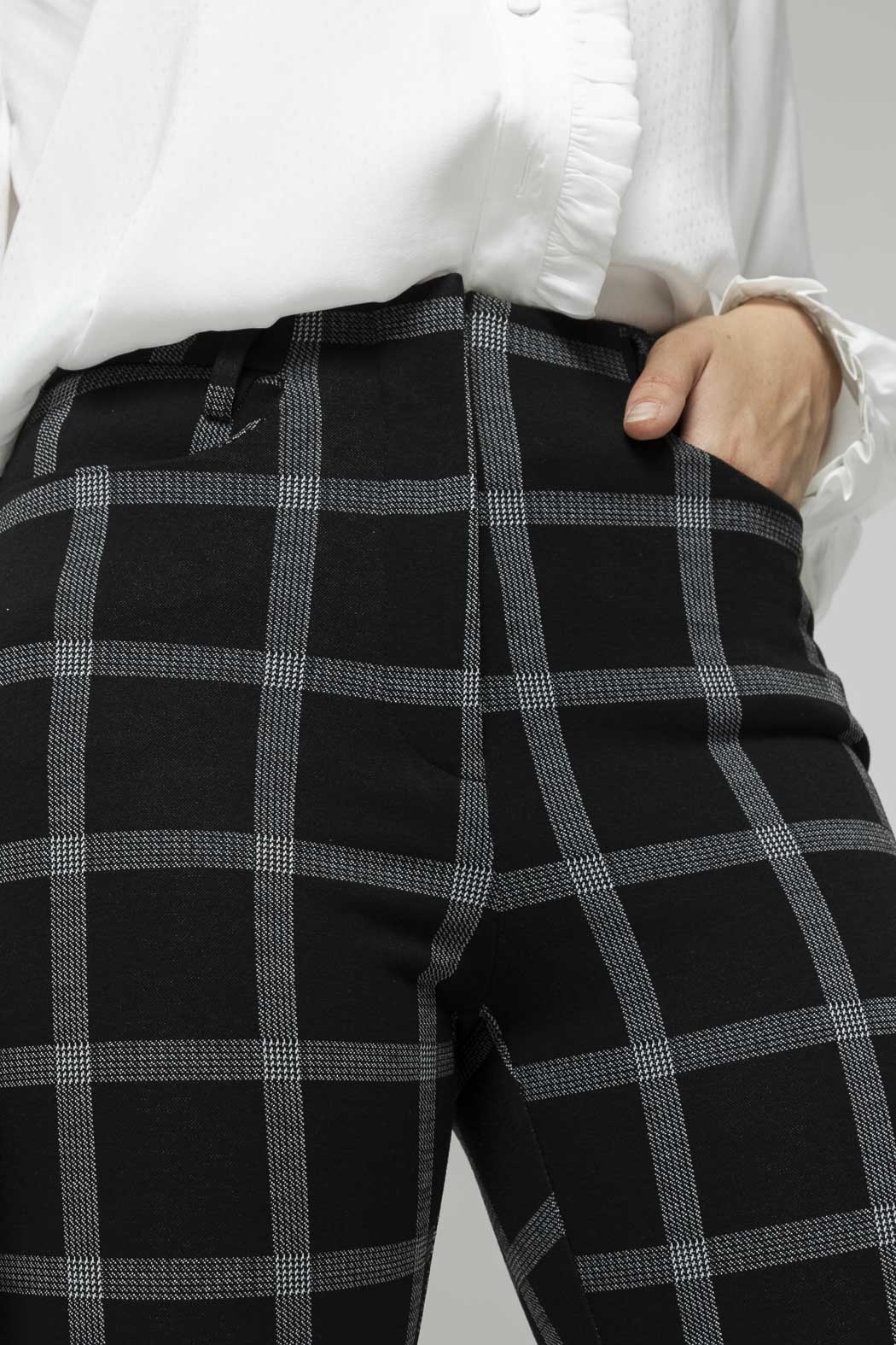 Black Check Jacquard Slim Pant- Sale
