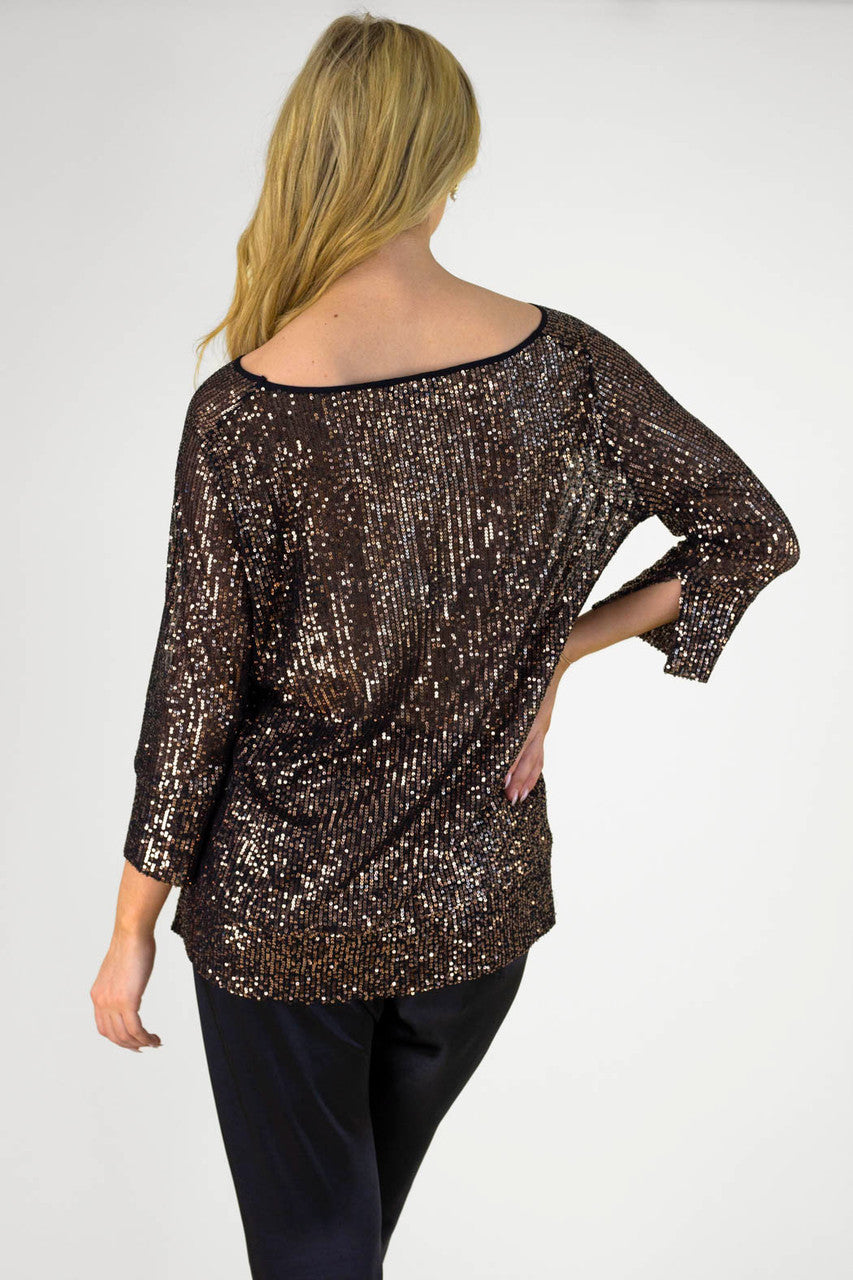 Copper Sequin Raglan Top - Sale