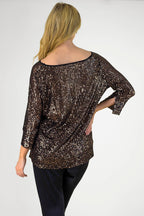 Copper Sequin Raglan Top - Sale
