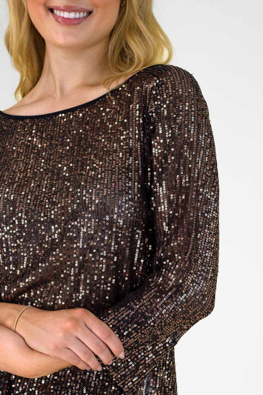 Copper Sequin Raglan Top - Sale