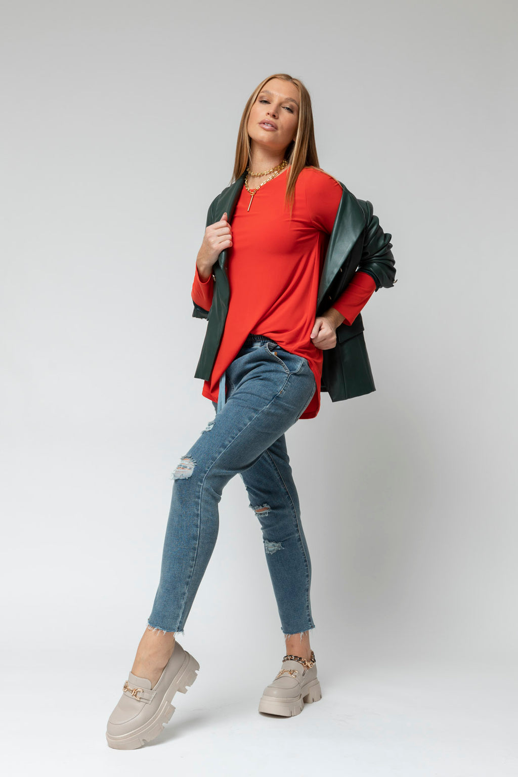 Orange Contour Bell Top