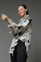 Black White Double Frill Blouse