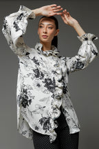 Black White Double Frill Blouse