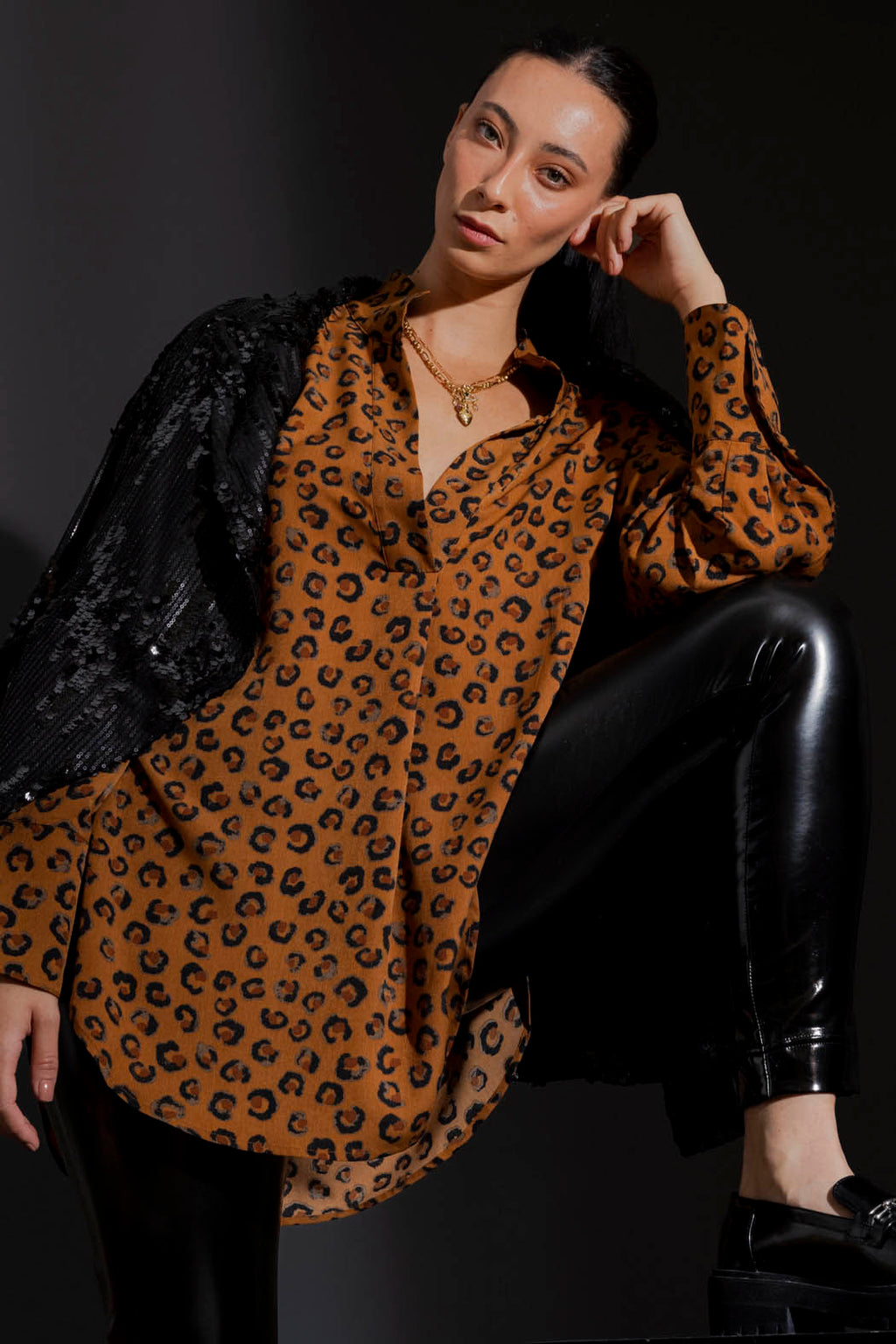 Tan Animal Blogger Shirt