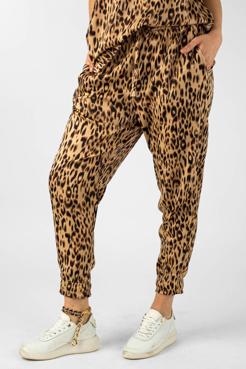 Tan Animal Silky Cargo Pant - Final Sale