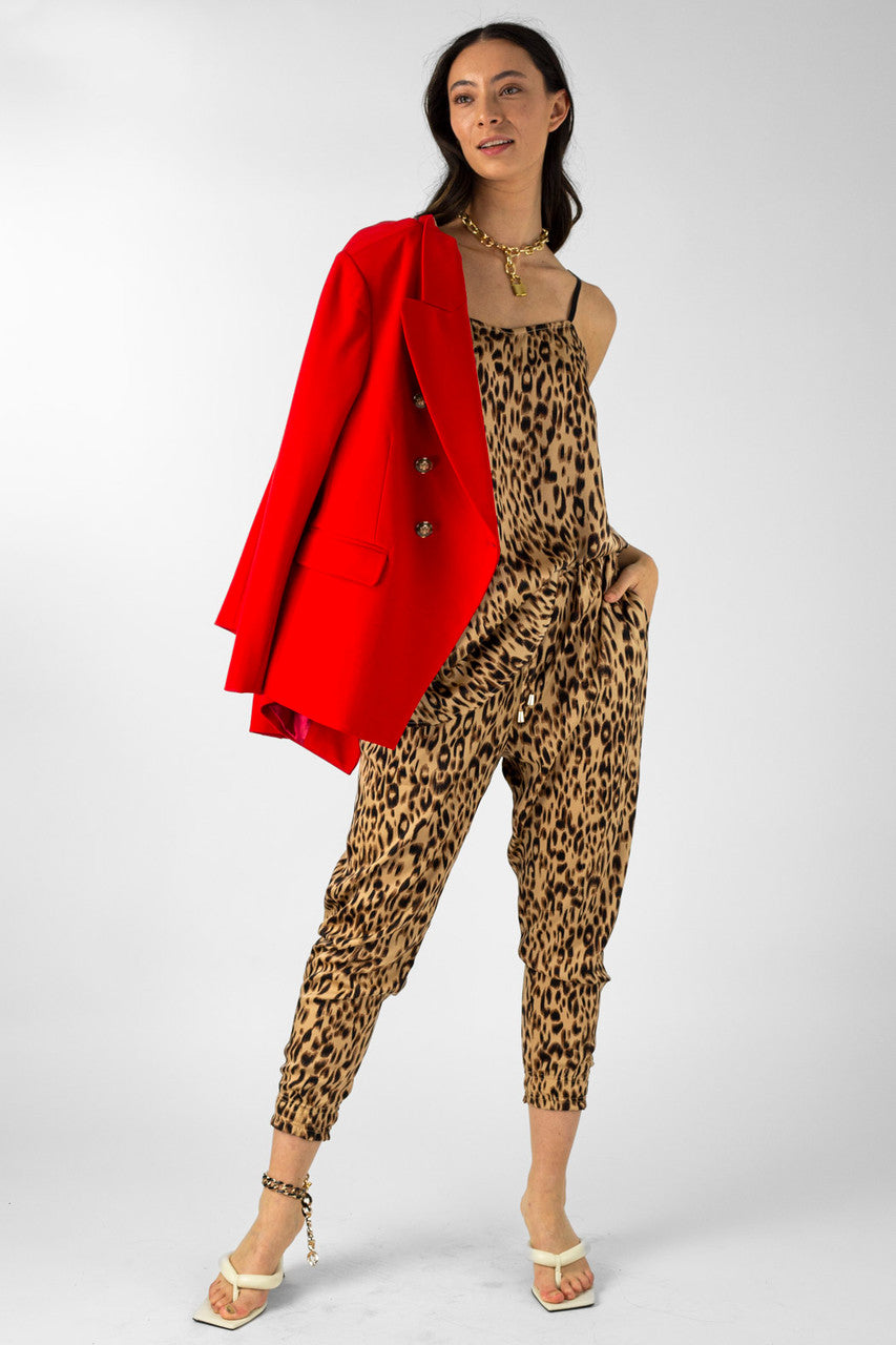 Tan Animal Silky Cargo Pant - Final Sale