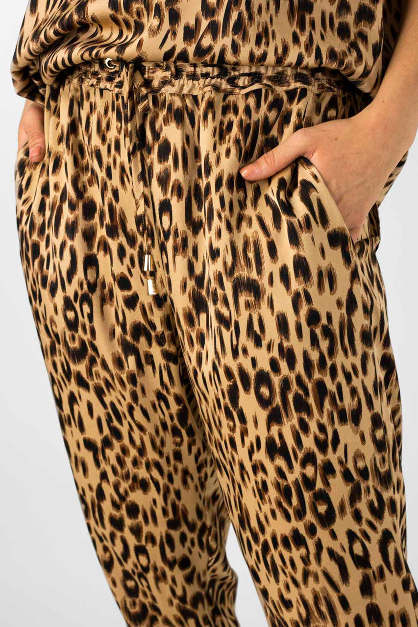 Tan Animal Silky Cargo Pant - Final Sale