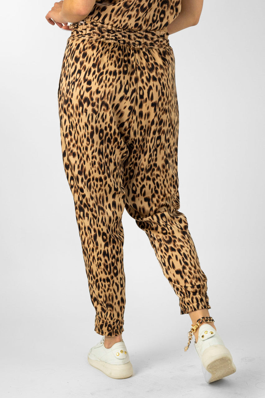 Tan Animal Silky Cargo Pant - Final Sale