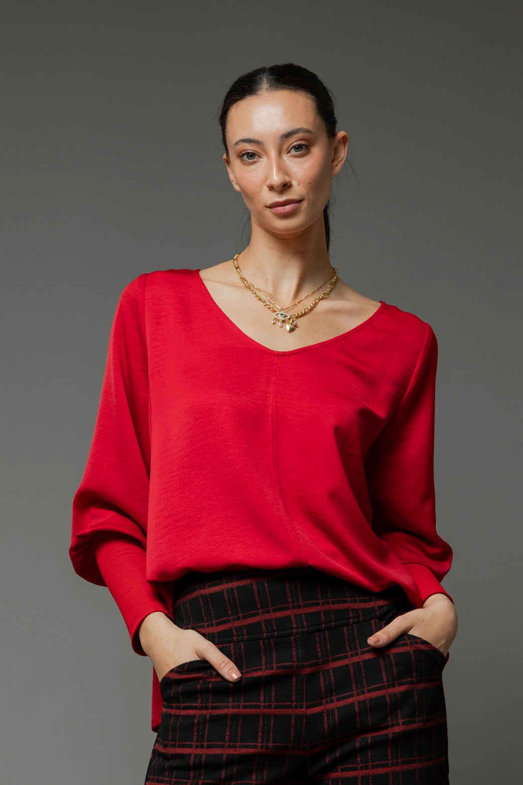 Red Reversible Silky Top