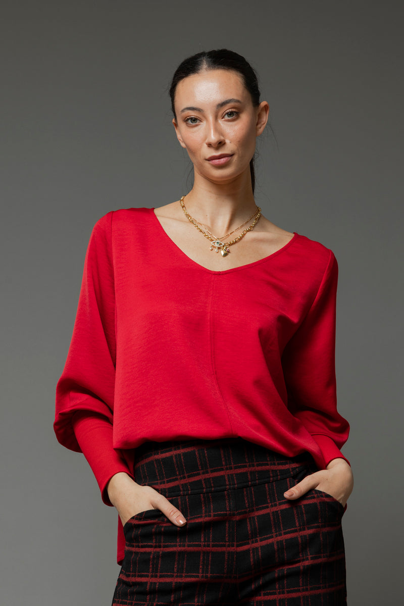 Red Reversible Silky Top