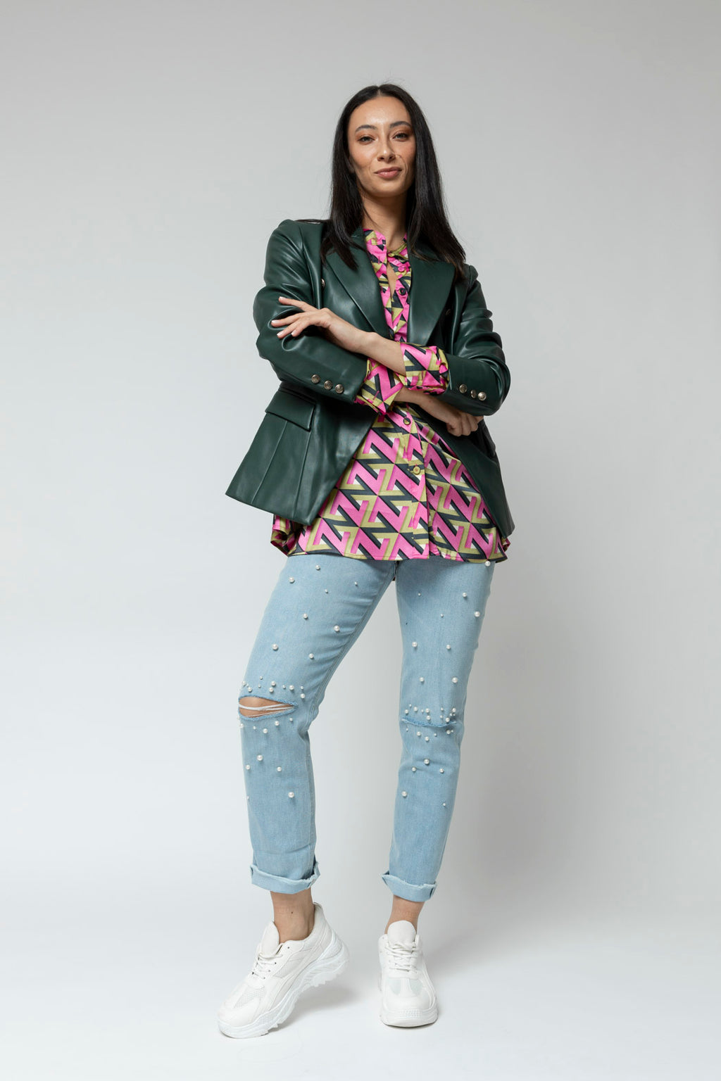 Pink Lime Silky Flared Shirt