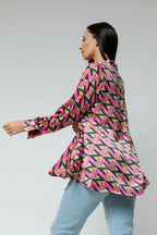 Pink Lime Silky Flared Shirt