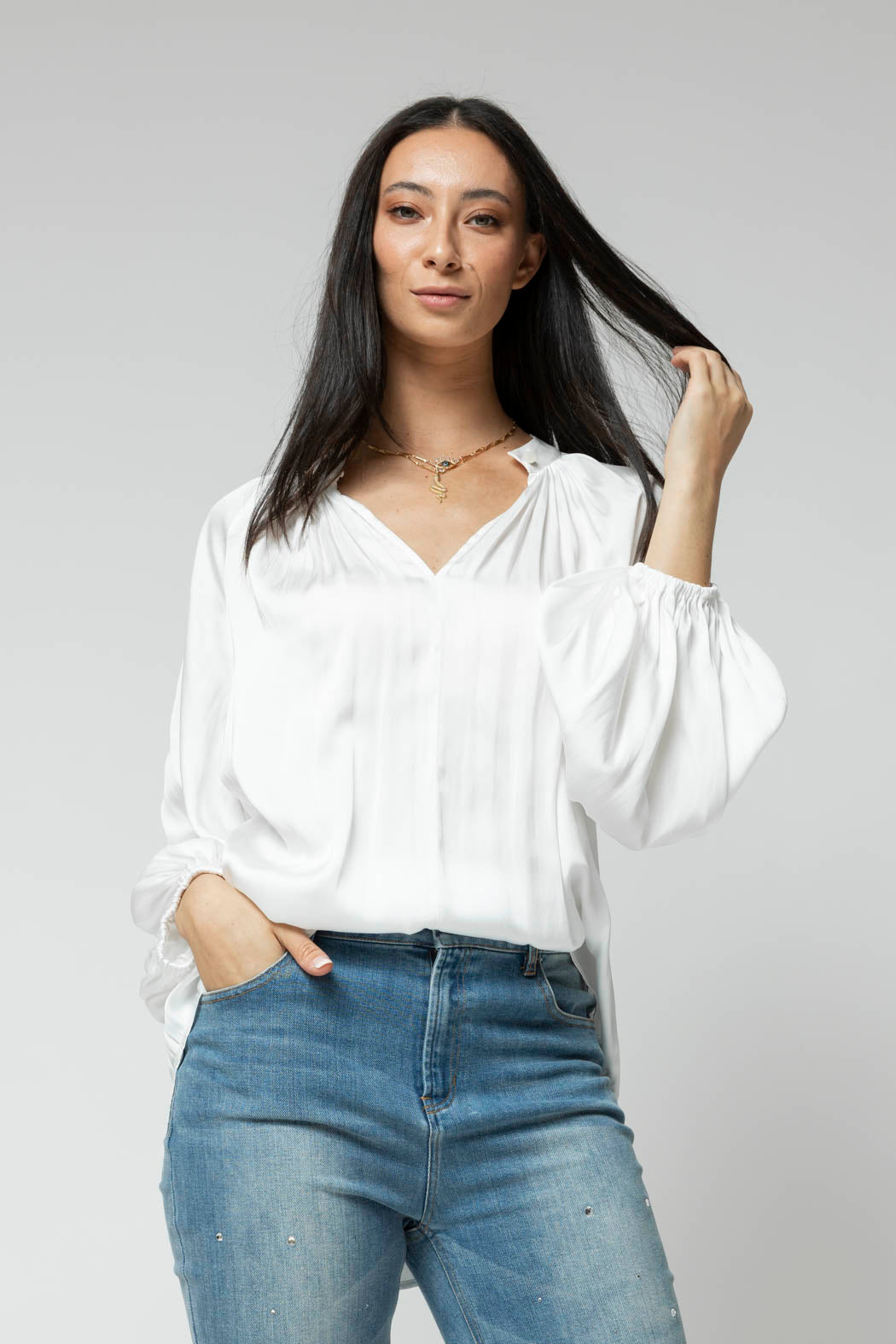 White Silky Bailey Blouse