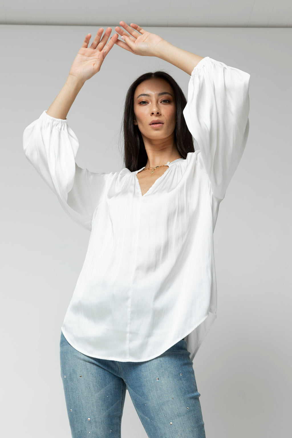 White Silky Bailey Blouse