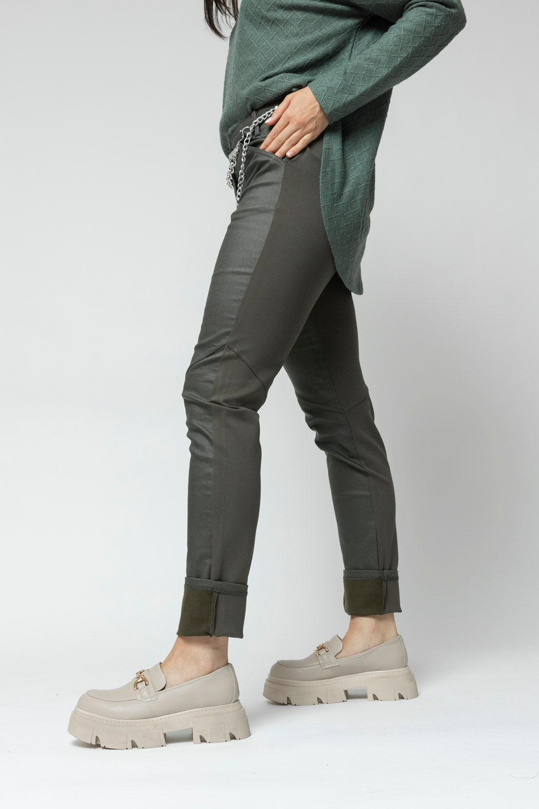 Khaki Waxed Spliced Pant