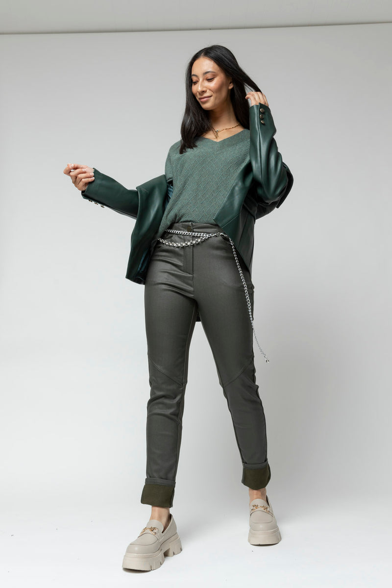 Khaki Waxed Spliced Pant