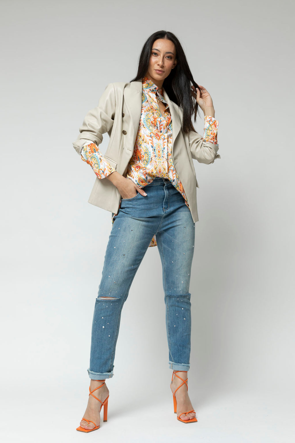 Yellow Blue Paisley Blogger Shirt