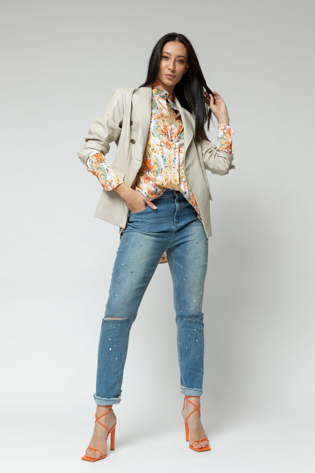 Yellow Blue Paisley Blogger Shirt