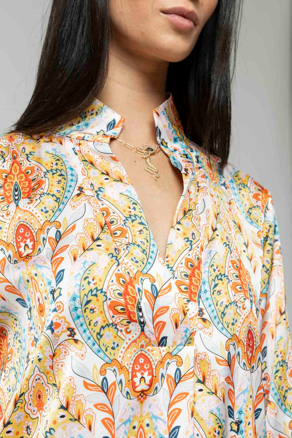 Yellow Blue Paisley Blogger Shirt