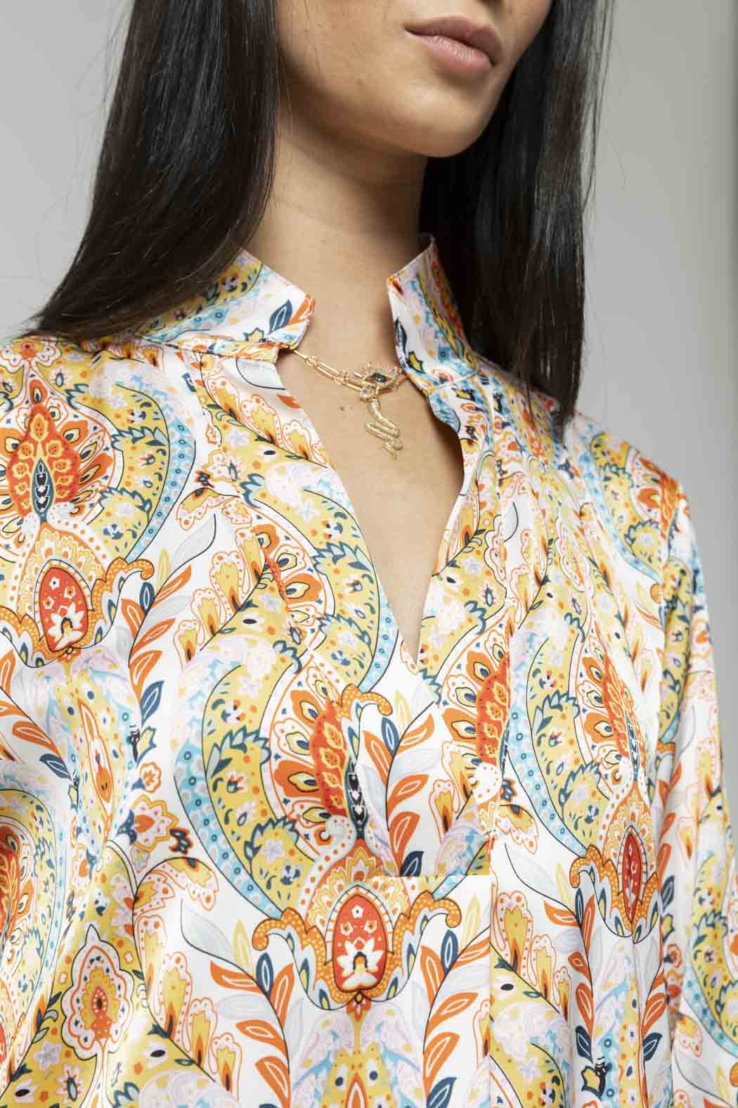 Yellow Blue Paisley Blogger Shirt