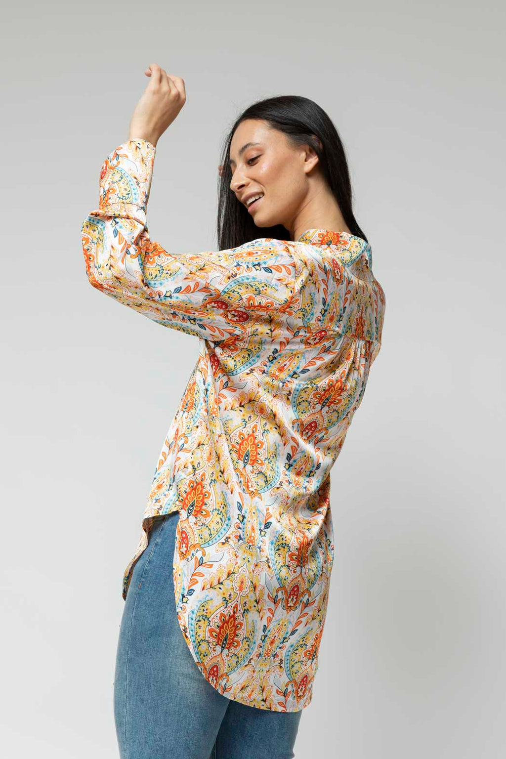 Yellow Blue Paisley Blogger Shirt