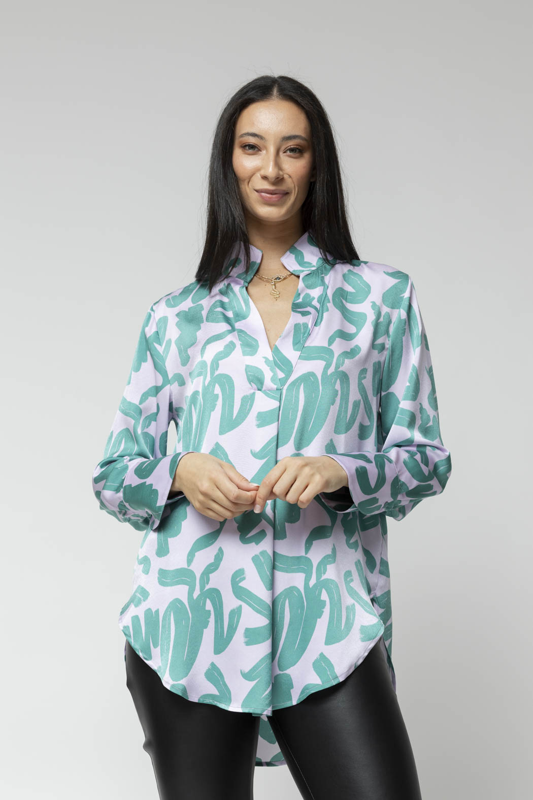 Lilac Green Blogger Shirt