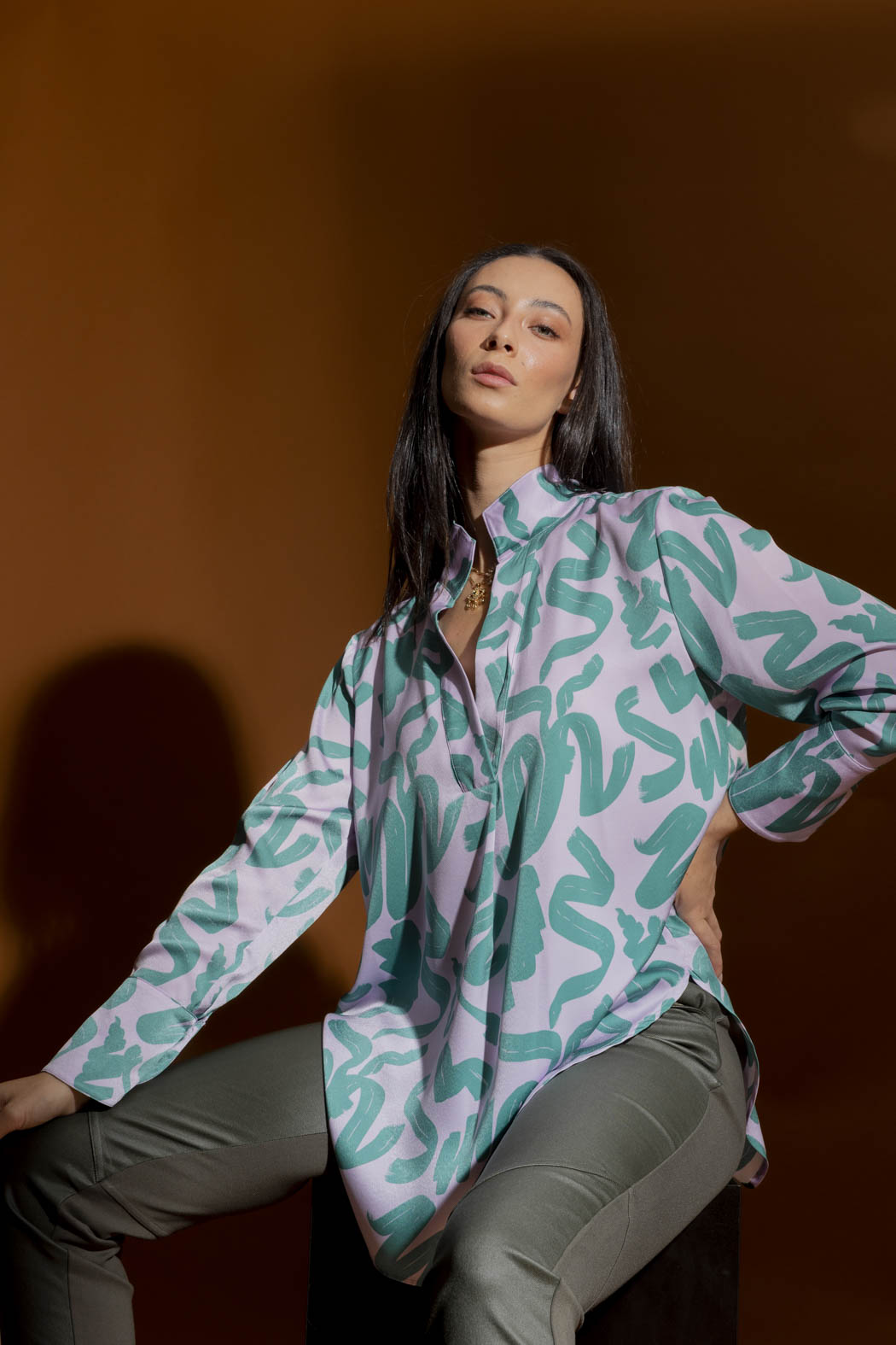 Lilac Green Blogger Shirt