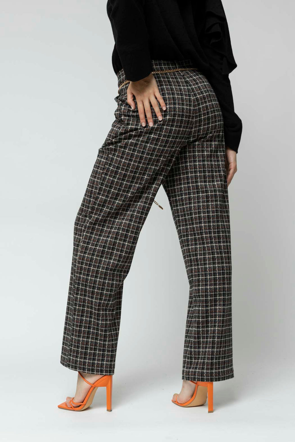Black Check Wide Leg Pant