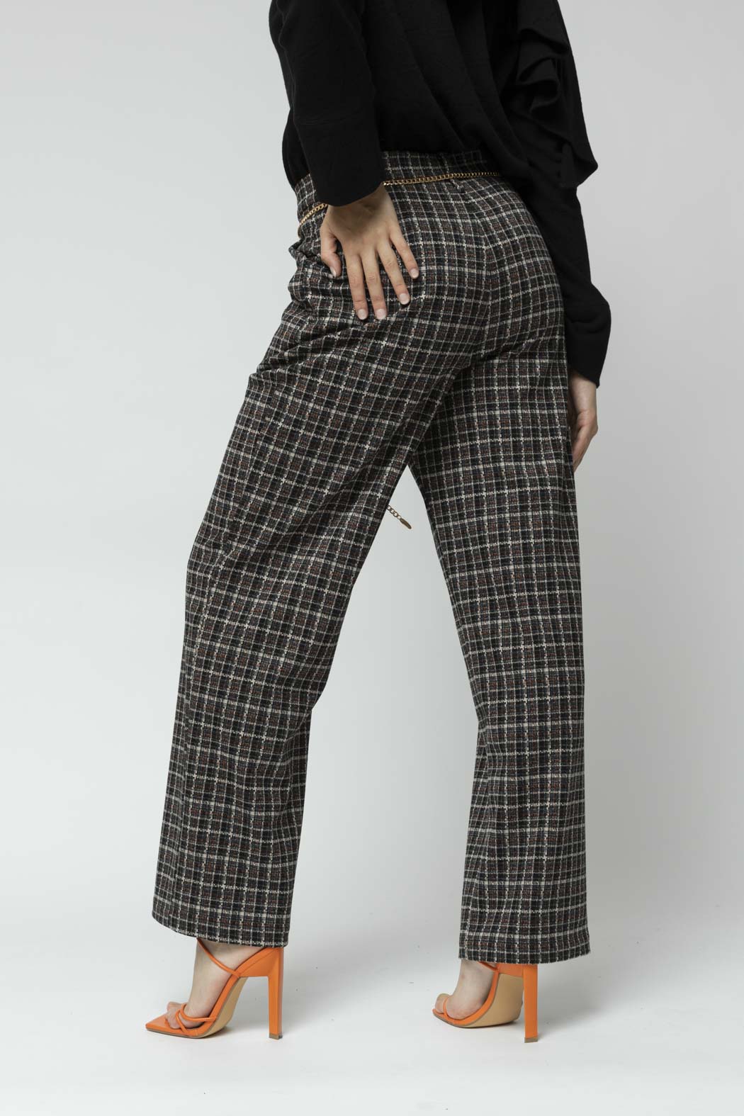 Black Check Wide Leg Pant