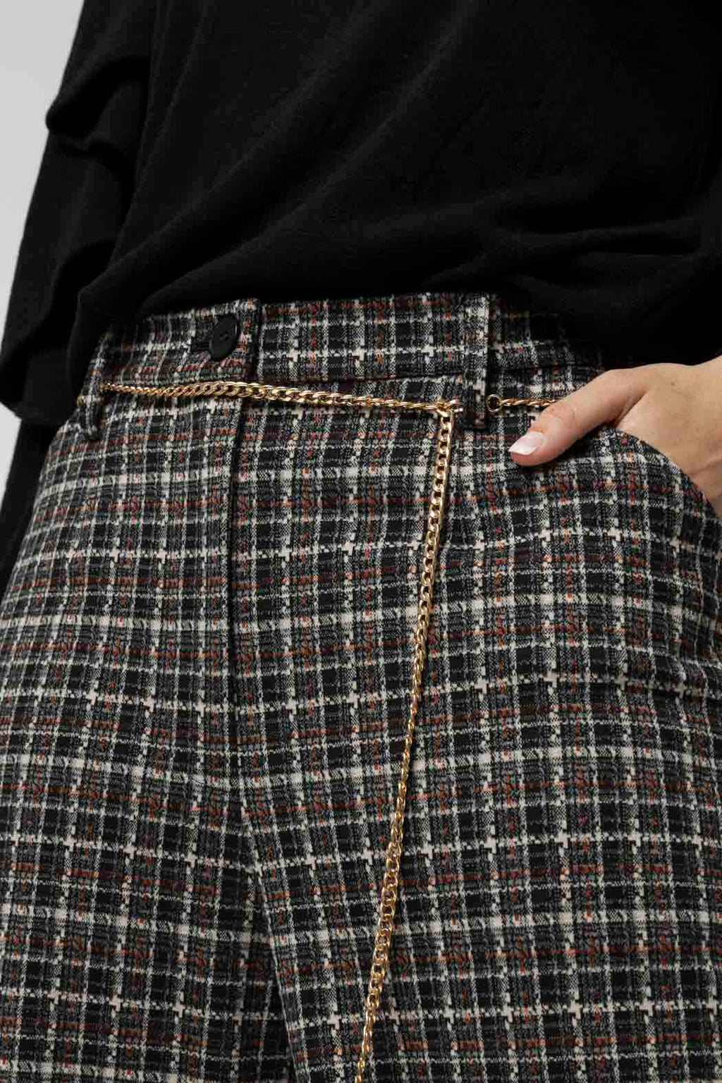 Black Check Wide Leg Pant