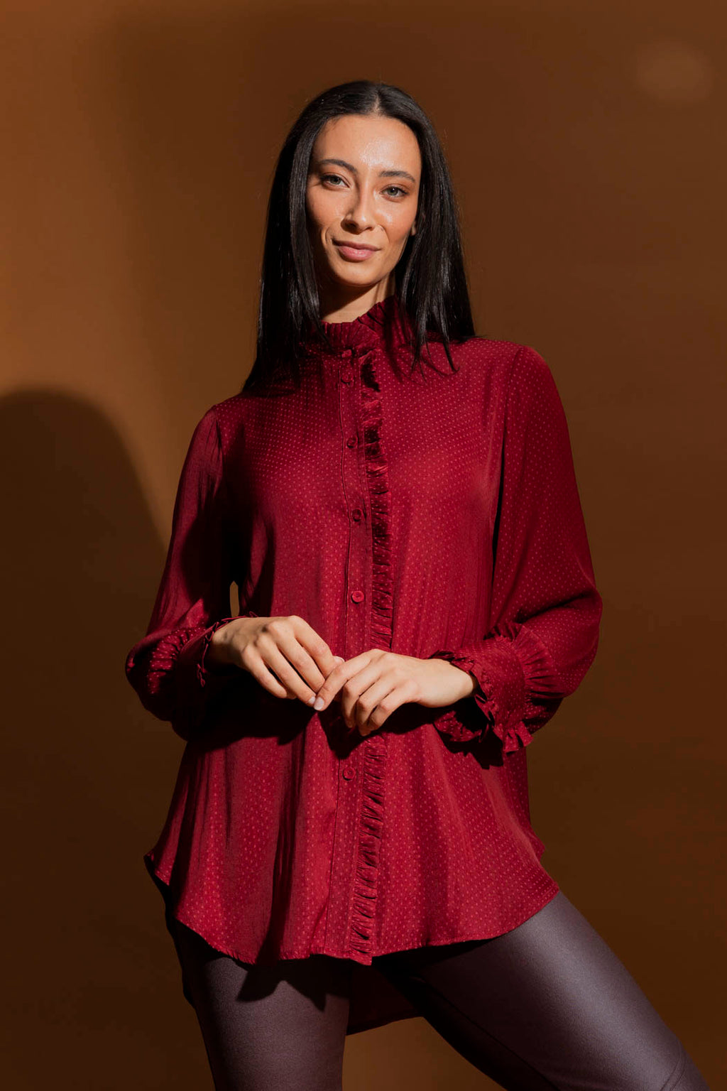 Burgundy Roma Dobby Blouse- Sale