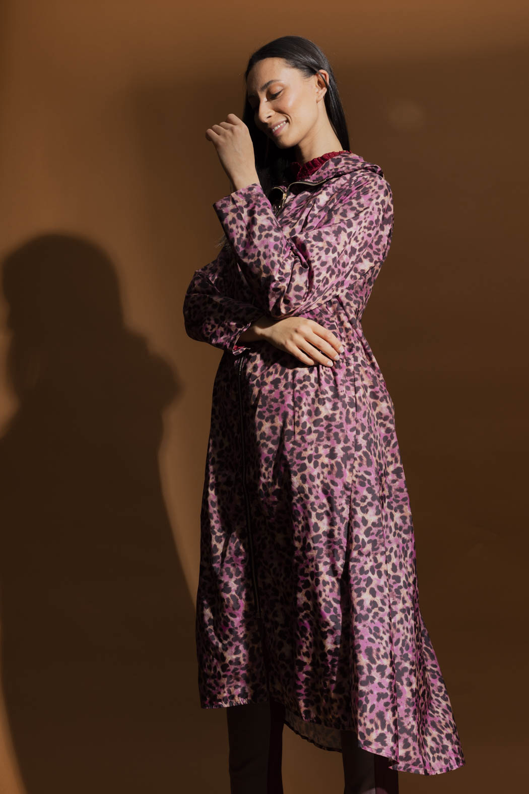 Pink Animal Long Raincoat