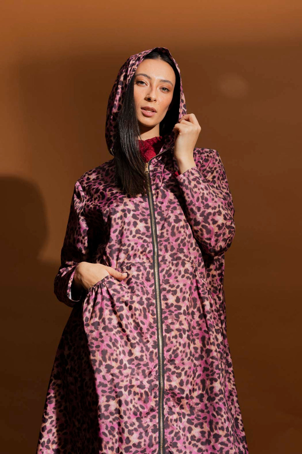 Pink Animal Long Raincoat