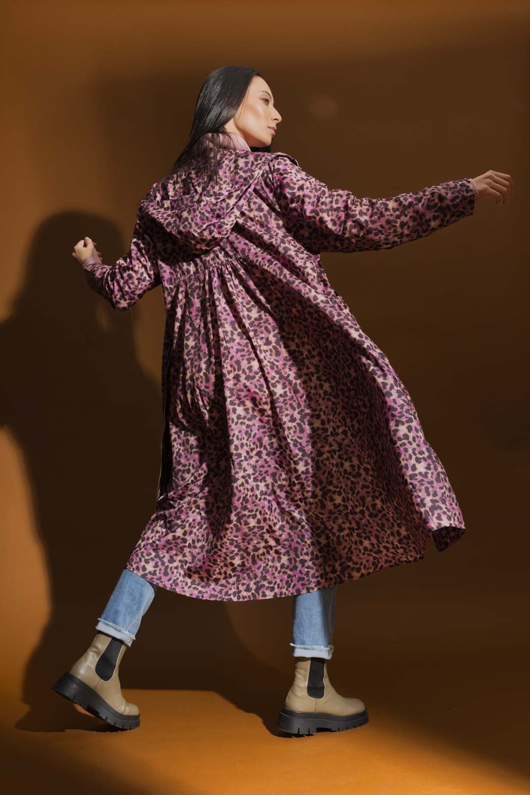 Pink Animal Long Raincoat