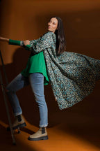 Green Animal Long Raincoat