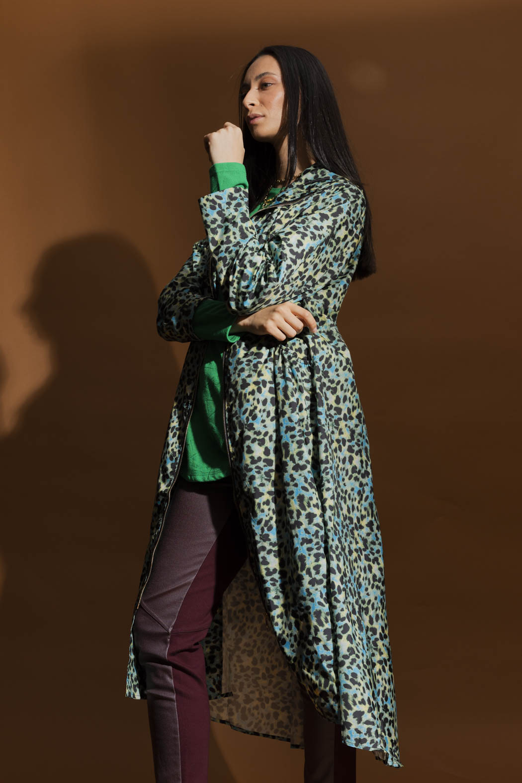 Green Animal Long Raincoat