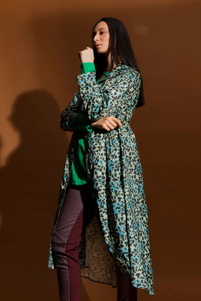 Green Animal Long Raincoat