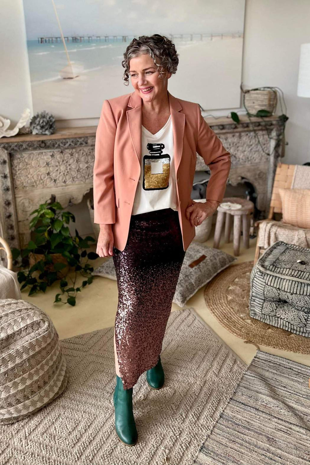 Purple Sequin Ombre Skirt