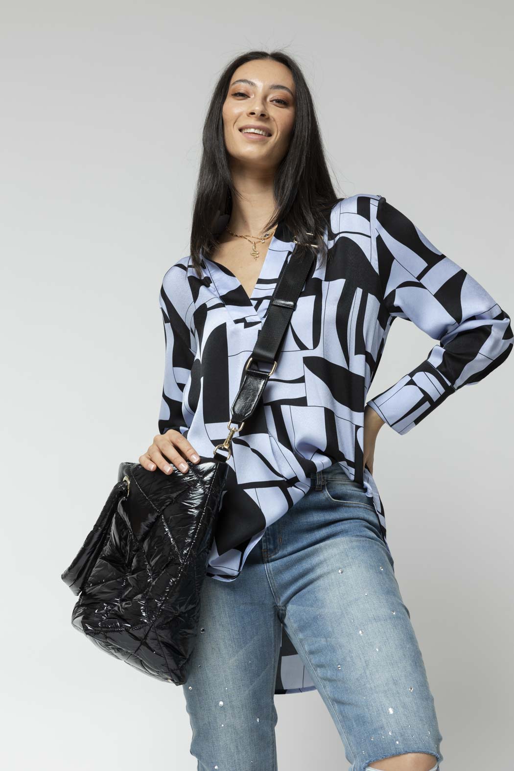 Black Quilted Tote Bag