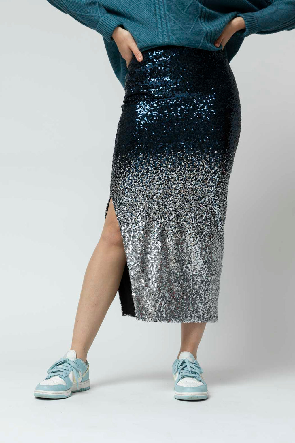 Navy Sequin Ombre Skirt