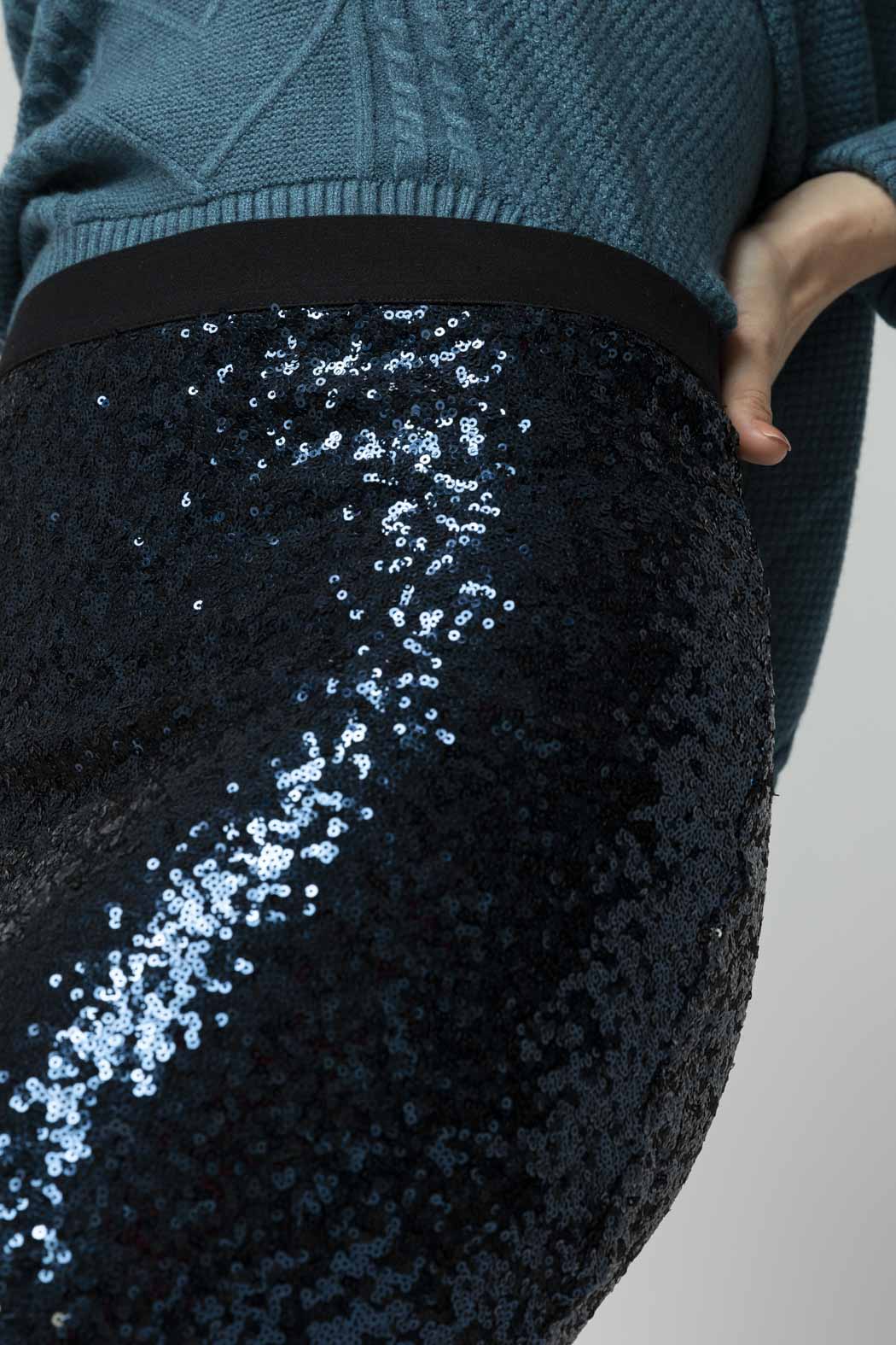 Navy Sequin Ombre Skirt