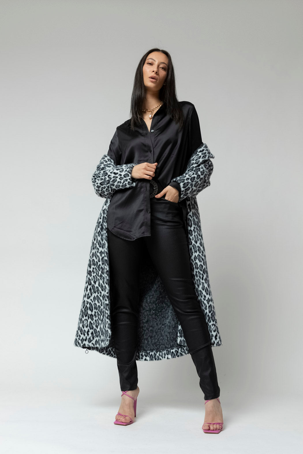 Black Satin Boyfriend Shirt- Sale