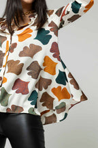 Ivory Leaf Silky Flared Shirt