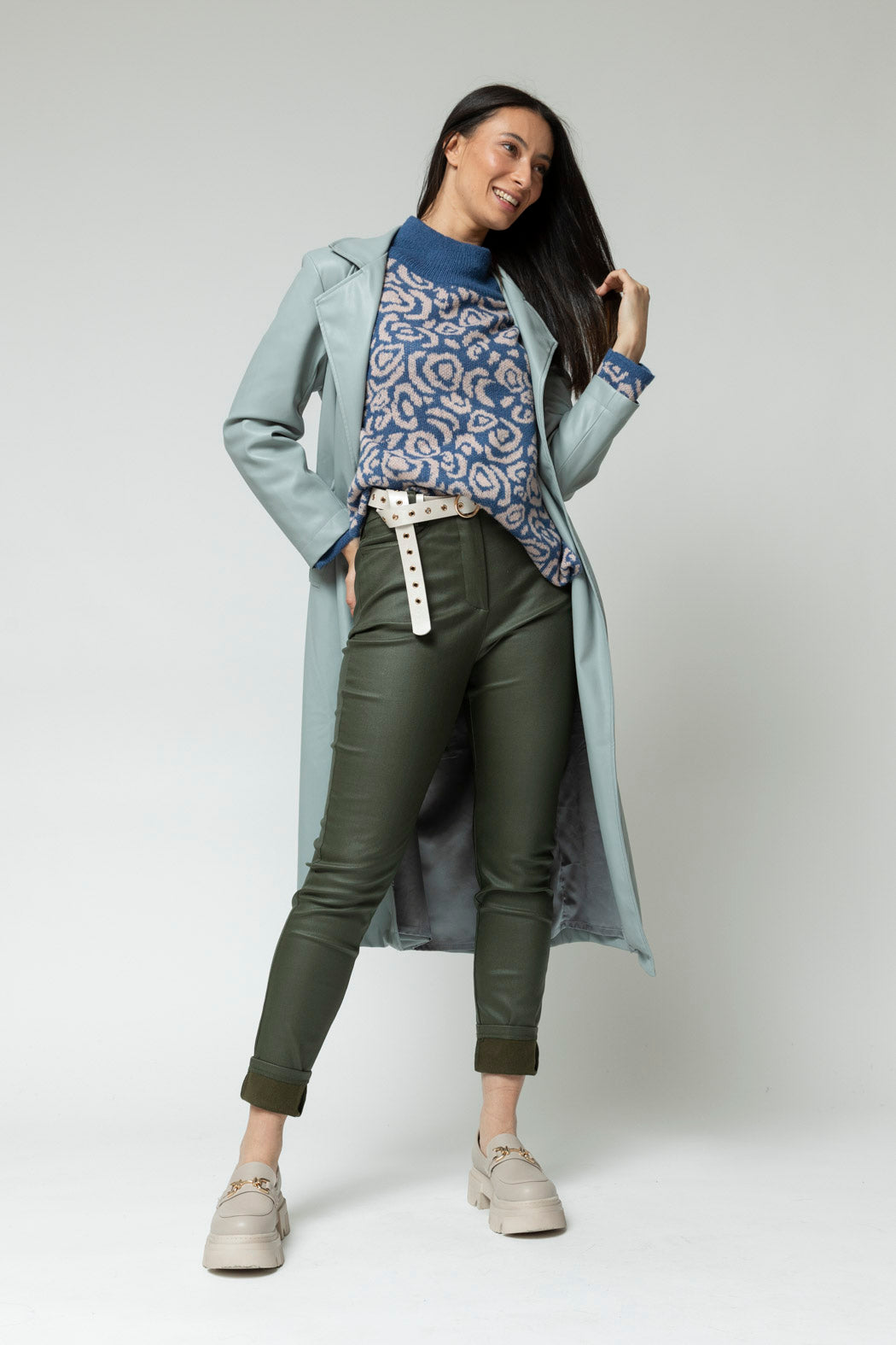 Khaki Waxed Slim Leg Pant- Sale