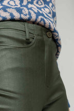 Khaki Waxed Slim Leg Pant- Sale